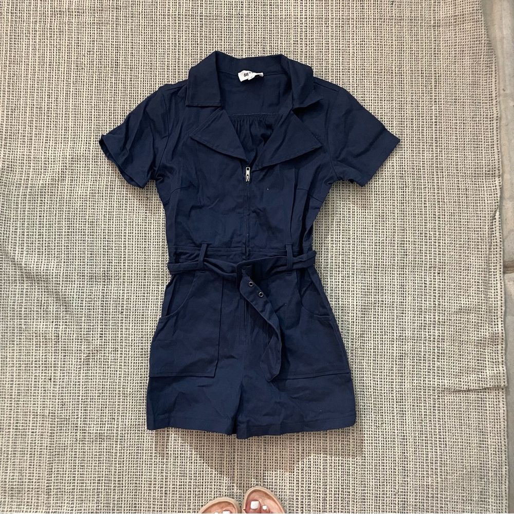 DAY + MOON Women's Jimi Belted Denim Romper Size S In Navy Blue